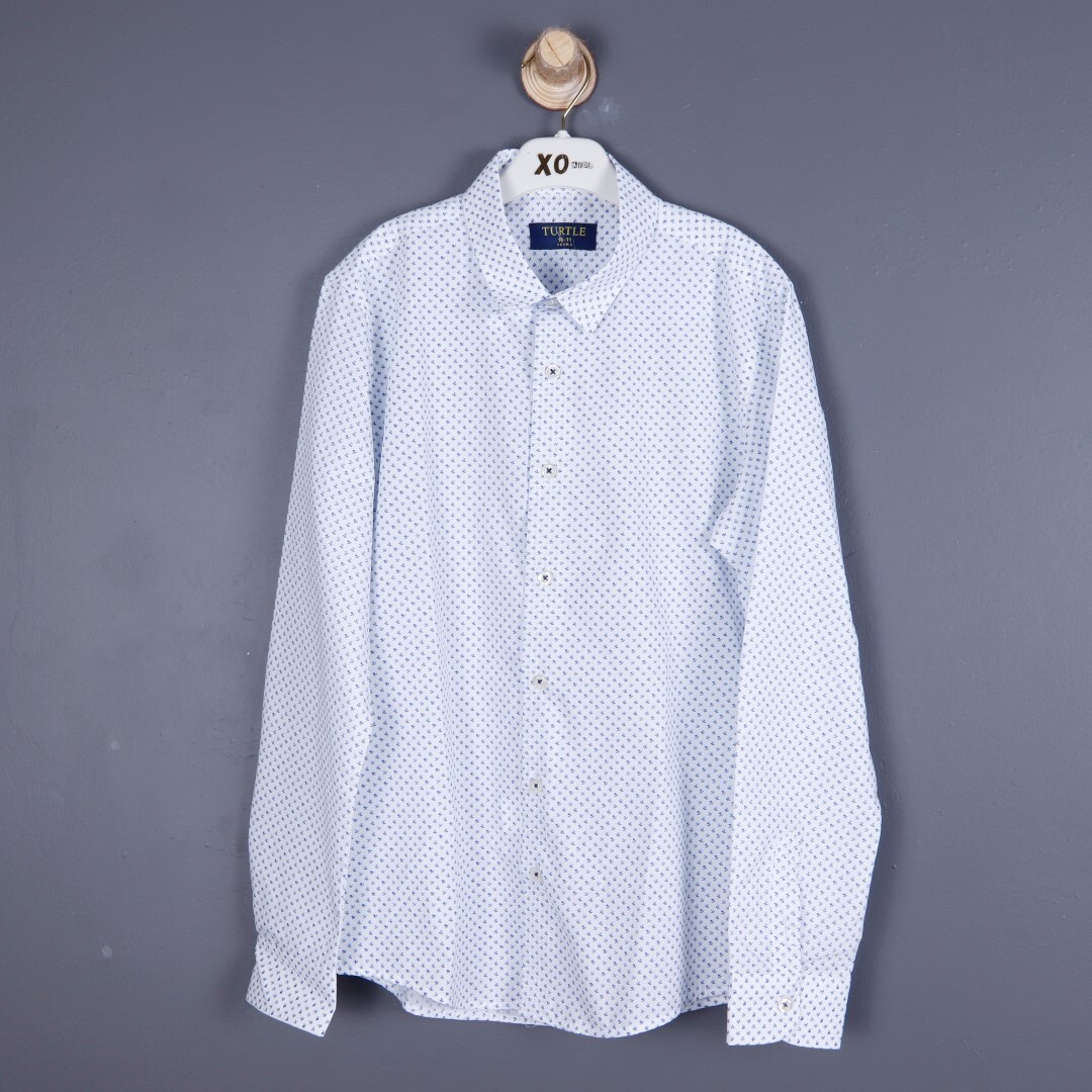 Erkek Gömlek 6-14 Yaş Beyaz - Mavi - 1