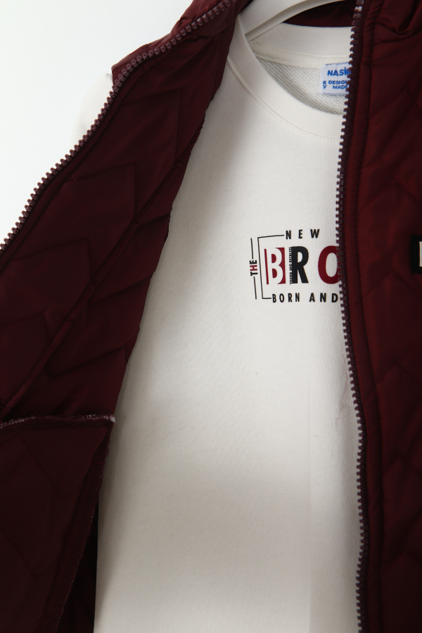 Erkek Çocuk Yelek Ve Sweatshirt 6-16 Yaş 2146 Bordo - 3