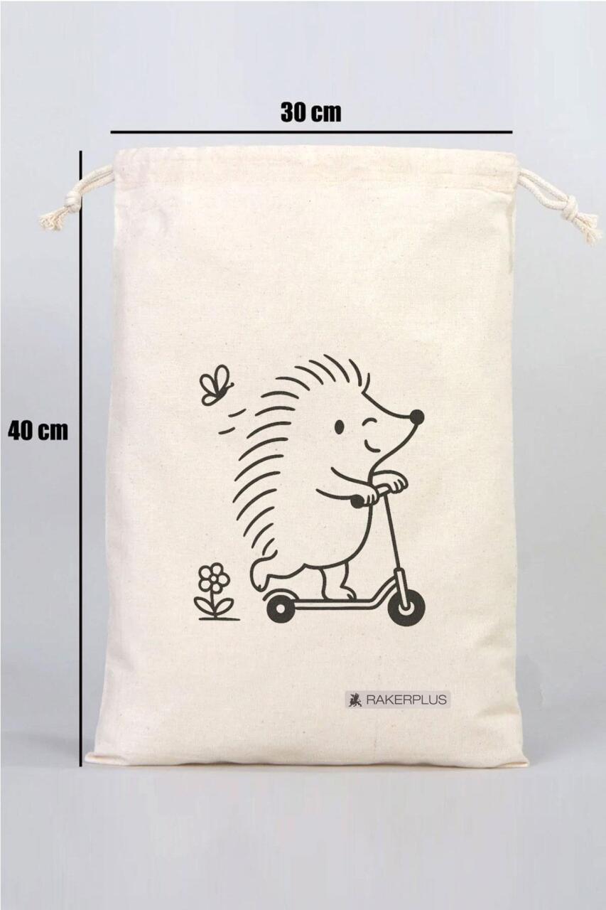 Rakerplus Tbons Özel Tasarım 30x40 cm Ham Bez Büzgülü Ayakkabı Torbası - 2