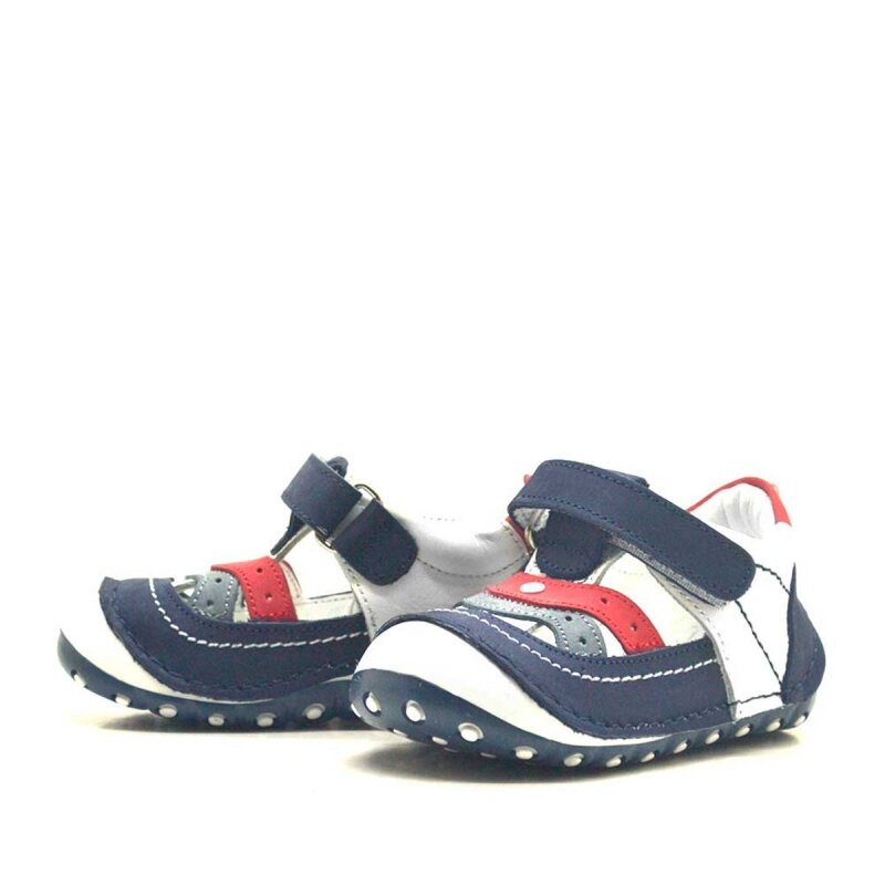 Hakiki Deri Lacivert Cırtlı Erkek Bebek İlk Adım Ayakkabı - 3