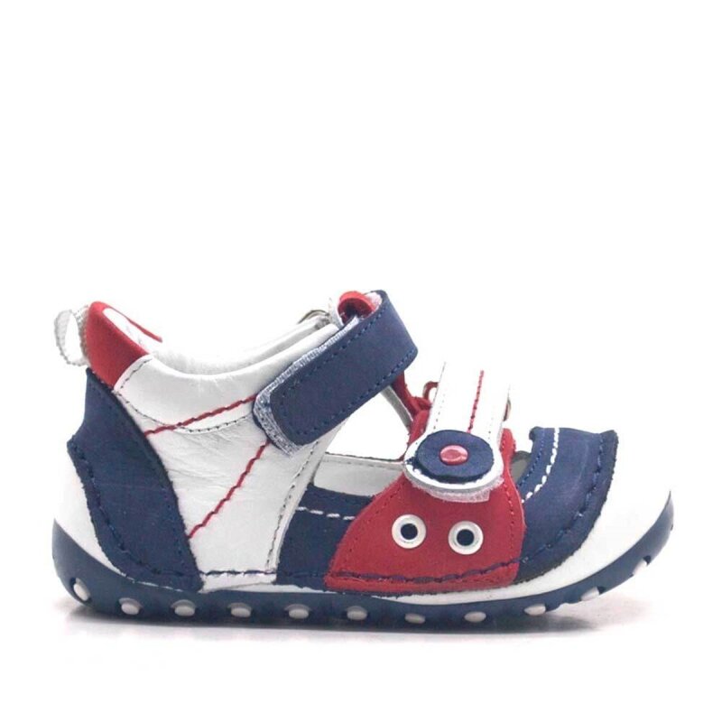 Nino Hakiki Deri Lacivert Cırtlı Yazlık İlk Adım Ayakkabı - 2