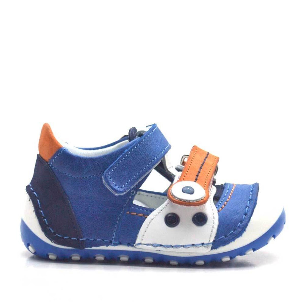 Nino Hakiki Deri Turuncu Cırtlı Yazlık İlk Adım Ayakkabı - 2