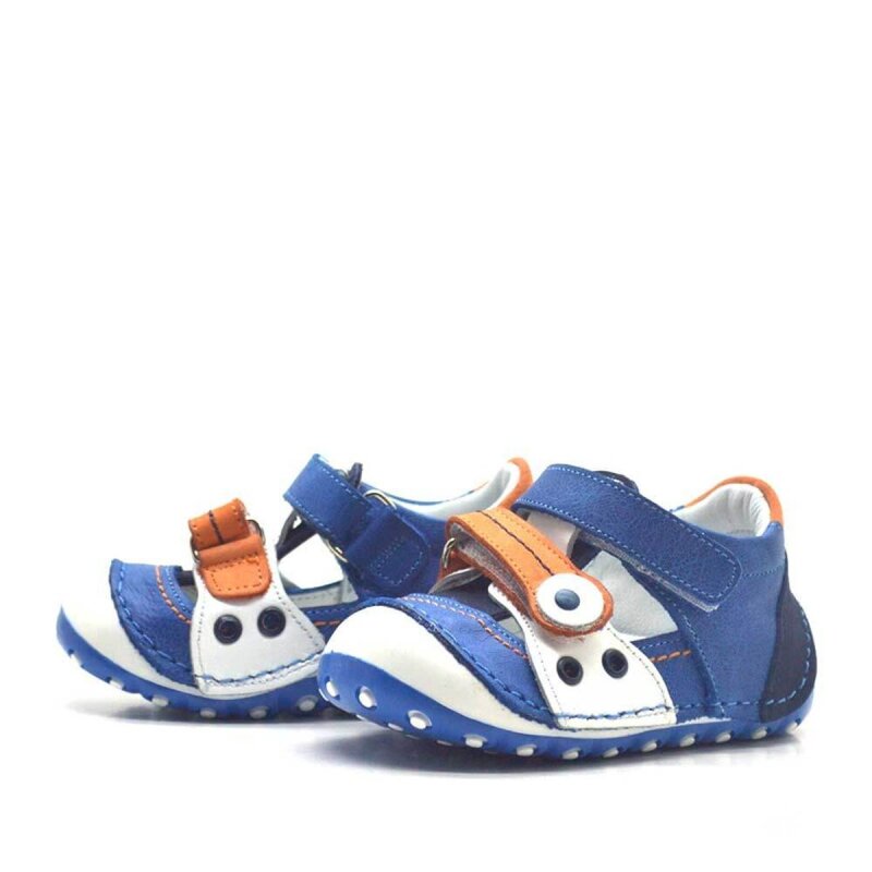 Nino Hakiki Deri Turuncu Cırtlı Yazlık İlk Adım Ayakkabı - 3