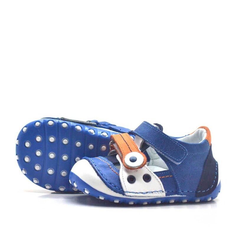 Nino Hakiki Deri Turuncu Cırtlı Yazlık İlk Adım Ayakkabı - 4