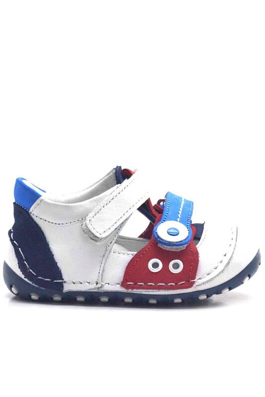 Nino Hakiki Deri Beyaz Cırtlı Yazlık İlk Adım Ayakkabı - 2