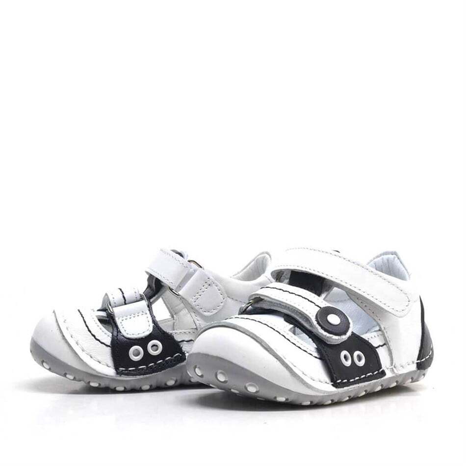 Nino Hakiki Deri Siyah Beyaz Bebek Taraftar İlk Adım Ayakkabı - 3