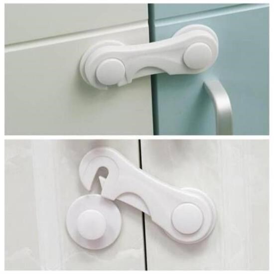 BUFFER® Bebek Çocuk Güvenliği Çekmece ve Dolap İçin Kendiliğinde Yapışkanlı Vidasız Kapak Kilidi - 3