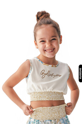 Elastic Waist Sleeveless Appliqued Embroidered Girl's Blouse 4-8 Years 36539 - NK KİDS