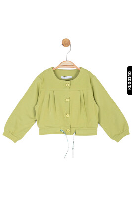 Buttoned Collar Bomber Pattern Solid Color Girl's Cardigan 9 Months-4 Years 36619 - NK KİDS