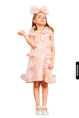 Ruffled Bundled Plain Color A-Line Form Girl's Dress 1-5 Years 6537 - BELLADONNA