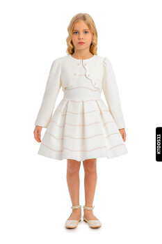 Bolero, Round Collar, Striped 2-Piece Girl's Dress 3-7 Years 34200 - PAMINA