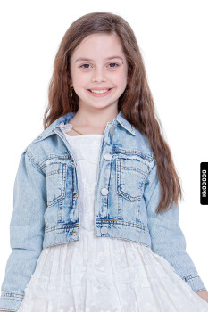 Pointed Collar Buttoned Double Pocket Girls Jacket Age 4-8 34701 - NK KİDS