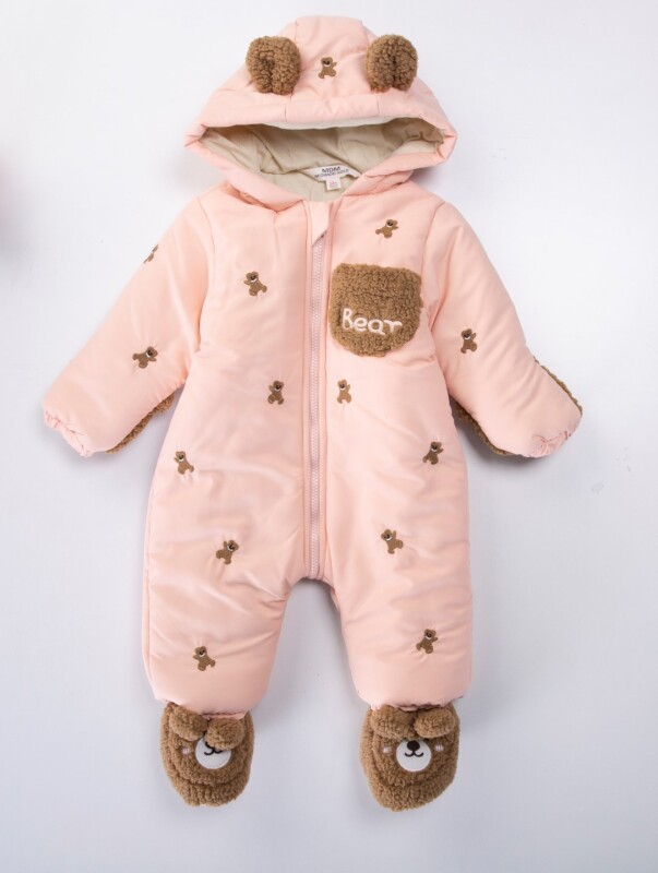 Girl's cosmonaut jumpsuit with fleece lining, water and windproof hood, 9-24 months 50115 - MİDİMOD