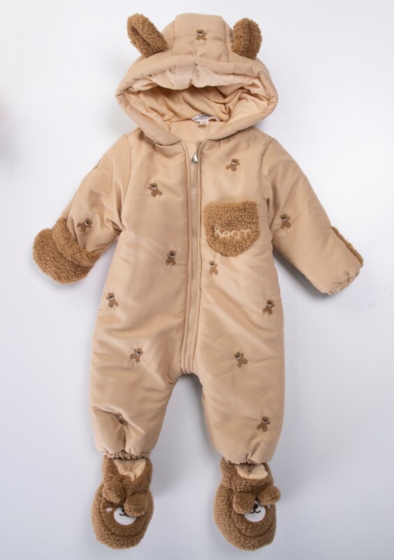 Girl's cosmonaut jumpsuit with fleece lining, water and windproof hood, 9-24 months 50115 - MİDİMOD
