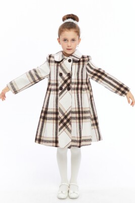 Kız Çocuk Kaban 6-10 Yaş 6540 Beyaz - Bej - Damasqino