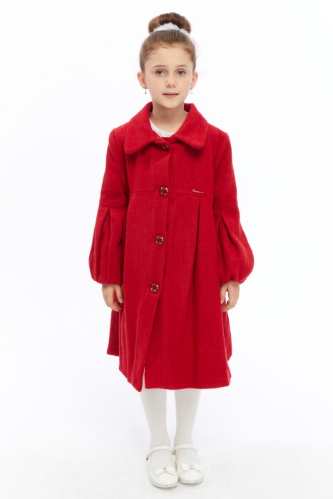 Kız Çocuk Kaban 6-10 Yaş 6568 Kırmızı - 1