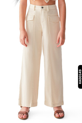 Elastic Waist Belted Flotilla Pocket Wide Leg Girls Trousers 8-14 Years 56710 - NK KİDS
