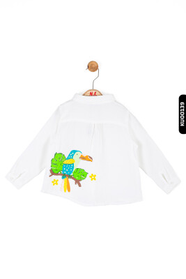 Pointed Collar Buttoned Digital Printed Sequined Girl's Shirt 9 Months-4 Years 36604 - NK KİDS
