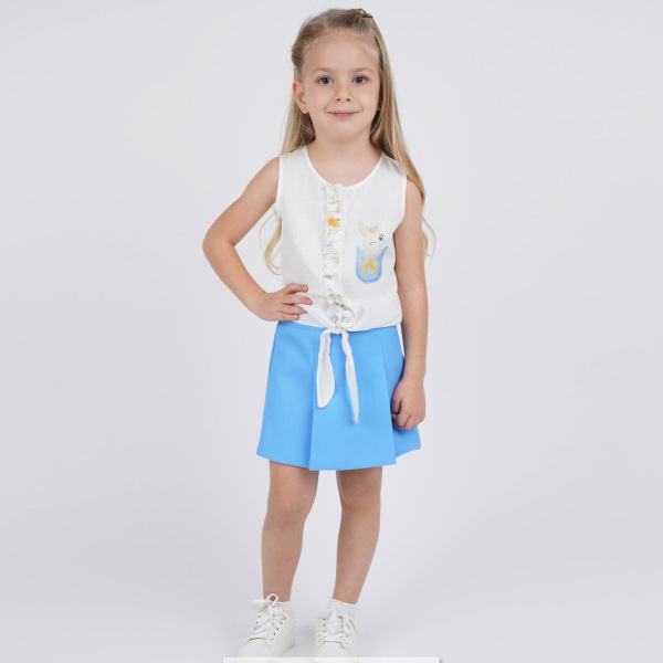 P-003398 (bes 3704) Kız Şort Etek 2-6 Yaş Mavi - BEST KIDS