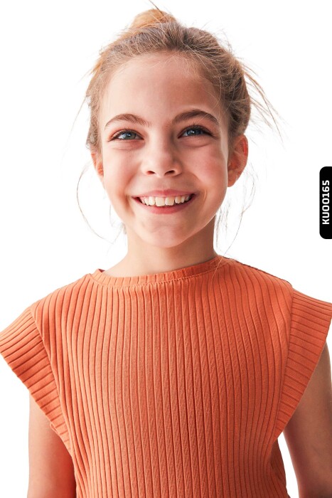 moon sleeve striped o-neck girl sweater 8-14 years old 36346 - 2