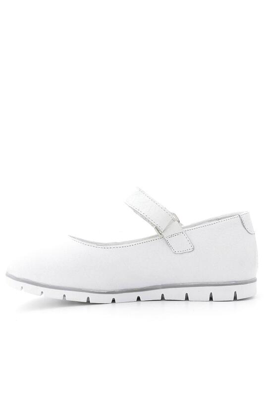 Rakerplus Tbons Özel Tasarım Hakiki Deri Beyaz Kız Çocuk Babet Ayakkabı - 3