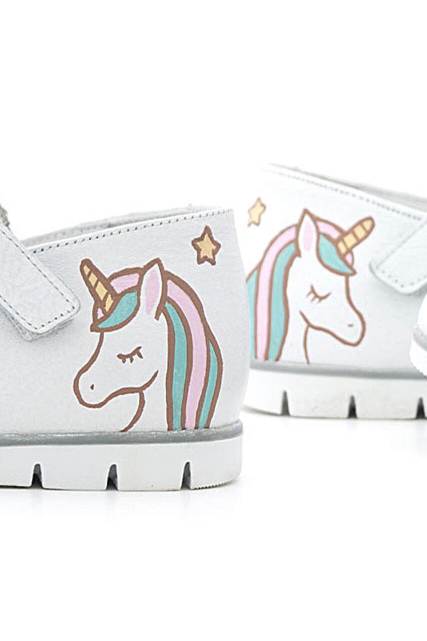 Rakerplus Tbons Özel Tasarım Hakiki Deri Beyaz Kız Çocuk Babet Ayakkabı - 5