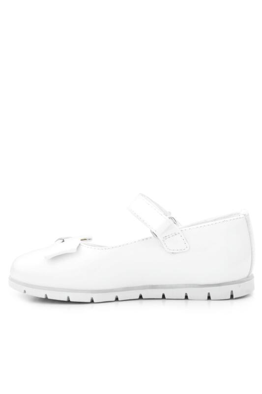 Rakerplus White Patent Leather Girls' Ballet Flats with Bow and Daisy Detail and Velcro Closure - 3
