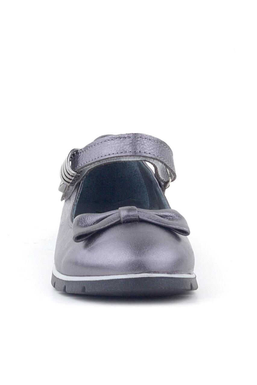 Rakerplus Hakiki Deri Platin Toka Detaylı Cırtlı Kız Çocuk Babet Ayakkabı - 3