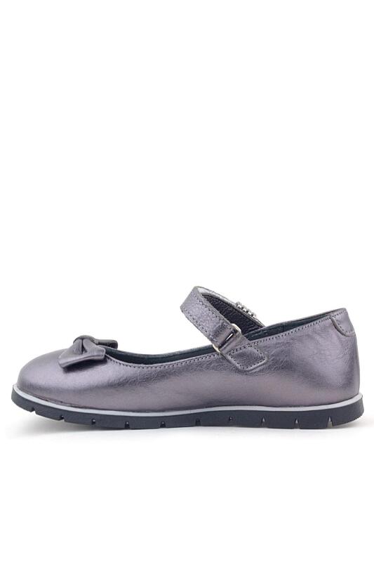 Rakerplus Hakiki Deri Platin Toka Detaylı Cırtlı Kız Çocuk Babet Ayakkabı - 4