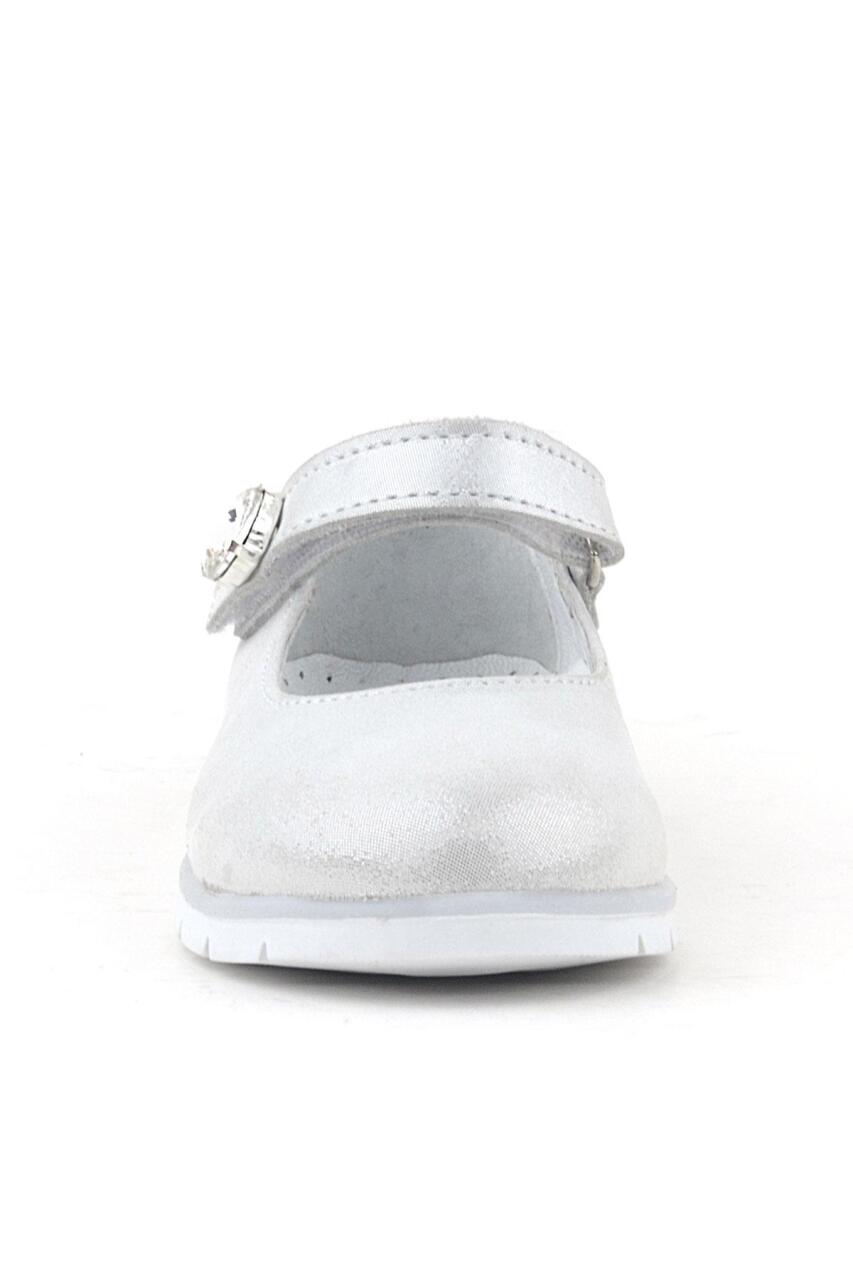 Rakerplus Genuine Leather Silver Velcro Closure Stone Detailed Girls' Ballet Flats - 3