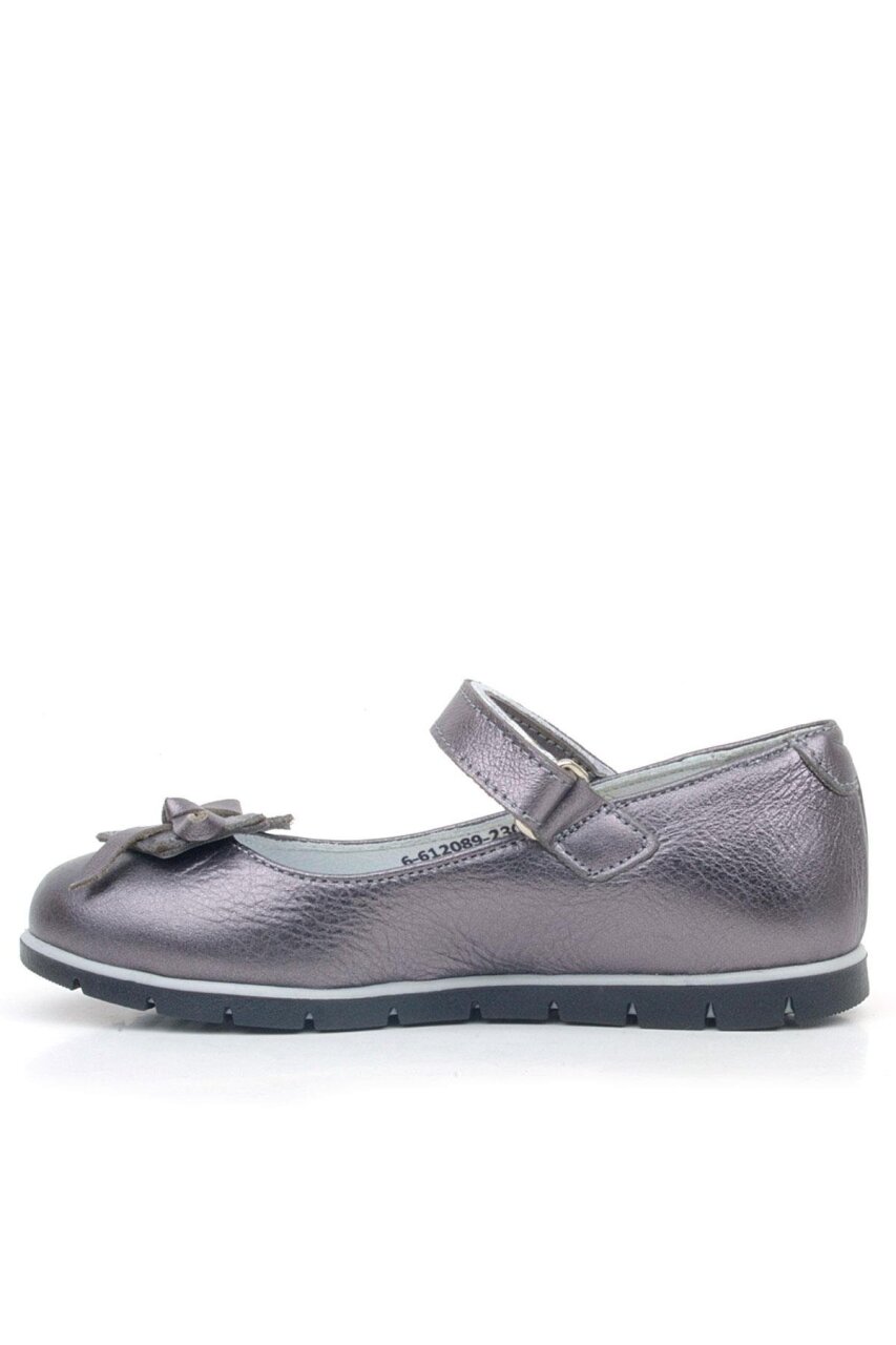 Rakerplus Hakiki Deri Platin Kurdele Detaylı Kız Çocuk Babet - 3