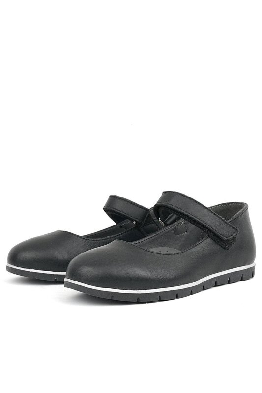 Rakerplus Genuine Leather Black Girls' Ballet Flats - 4