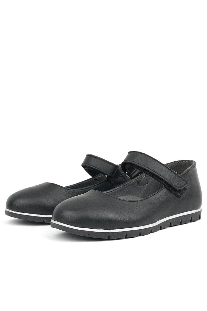 Rakerplus Genuine Leather Black Girls' Ballet Flats - 4