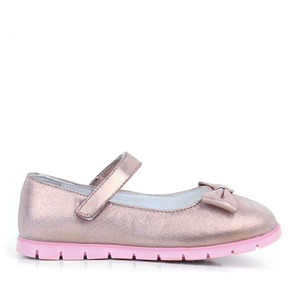 Rakerplus Genuine Leather Pink Glitter Bow Velcro Girls' Ballet Flats - 2