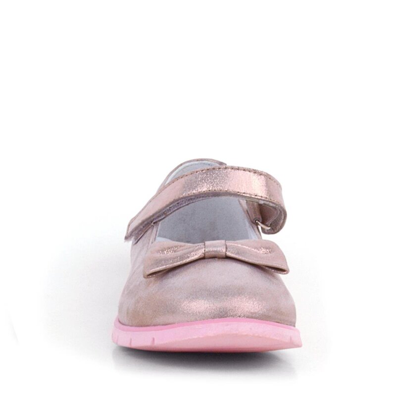 Rakerplus Genuine Leather Pink Glitter Bow Velcro Girls' Ballet Flats - 3