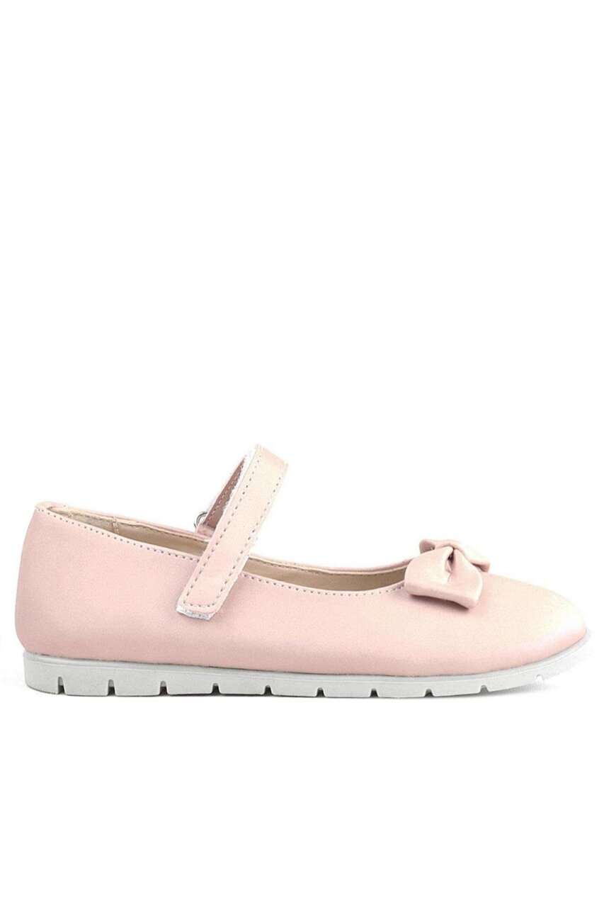 Rakerplus Powder Pink Bow Velcro Girls' Ballet Flats - 2