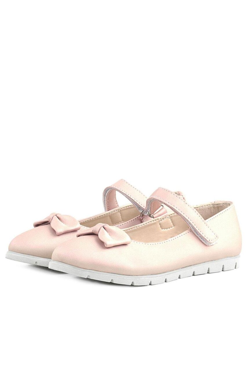 Rakerplus Powder Pink Bow Velcro Girls' Ballet Flats - 3