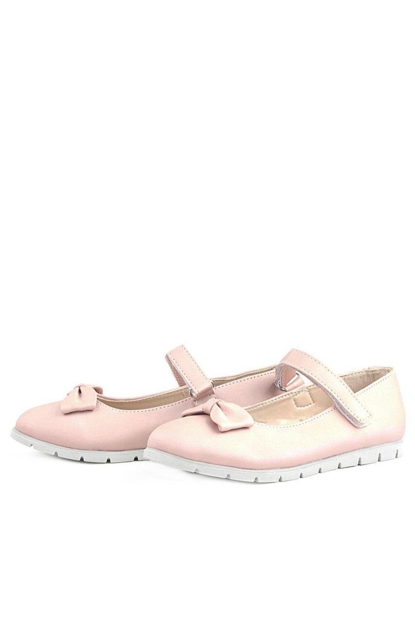 Rakerplus Powder Pink Bow Velcro Girls' Ballet Flats - 4