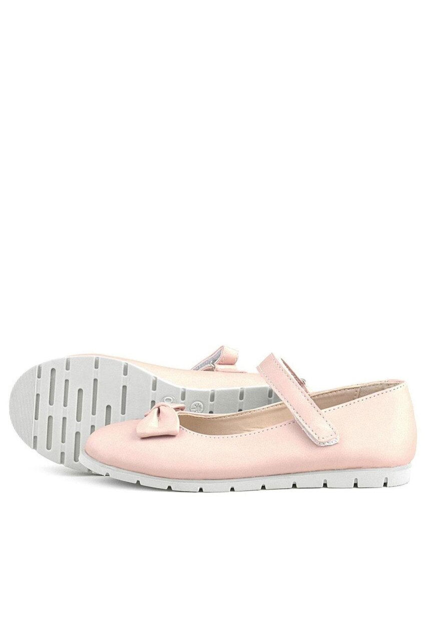 Rakerplus Powder Pink Bow Velcro Girls' Ballet Flats - 5