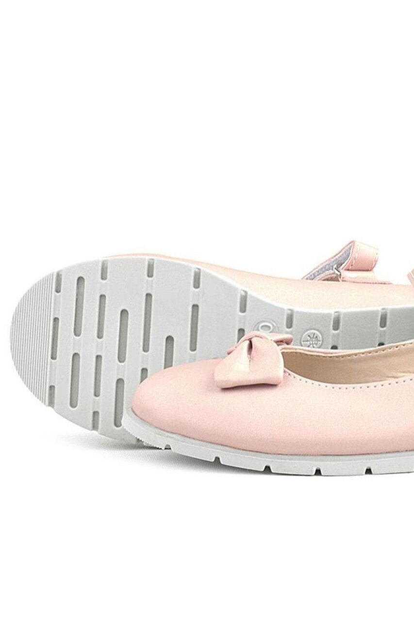 Rakerplus Powder Pink Bow Velcro Girls' Ballet Flats - 6