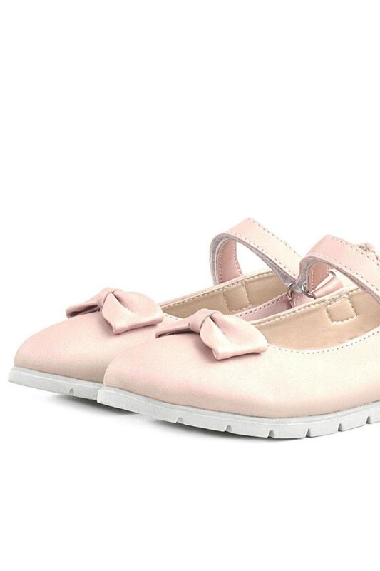 Rakerplus Powder Pink Bow Velcro Girls' Ballet Flats - 7