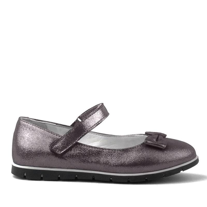 Rakerplus Genuine Leather Platinum Grey Velcro Girls' Ballet Flats - 2