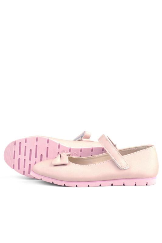 Rakerplus Powder Pink Girls' Ballet Flats with Bow and Velcro Closure - 5