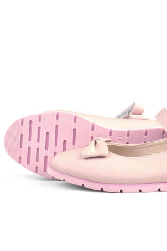 Rakerplus Powder Pink Girls' Ballet Flats with Bow and Velcro Closure - 7