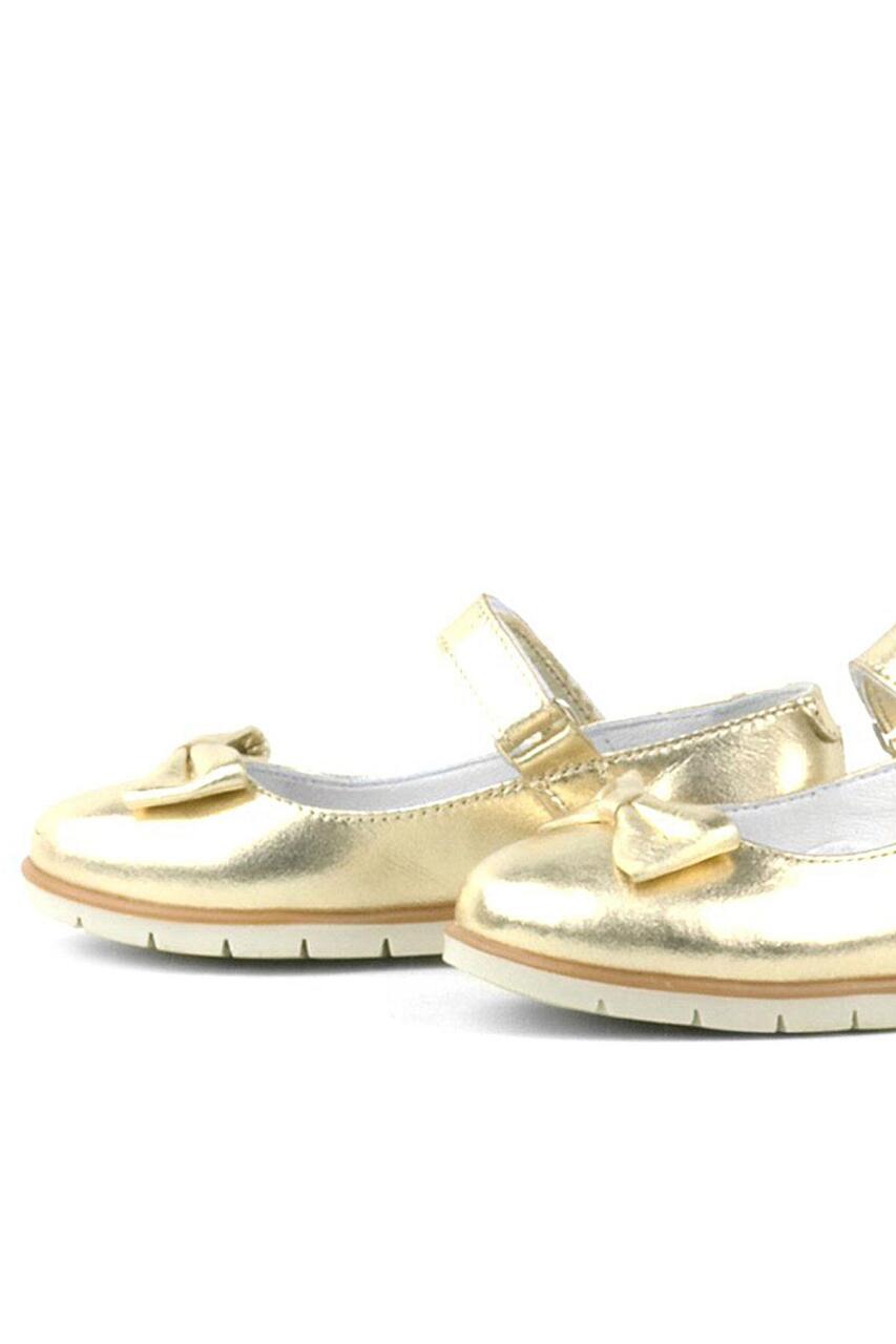 Rakerplus Hakiki Deri Gold Fiyonklu Cırtlı Kız Çocuk Babet - 6
