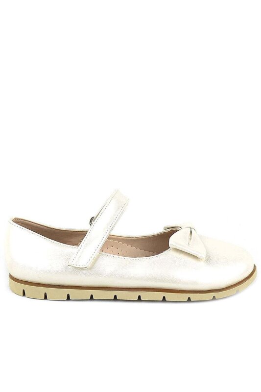 Rakerplus Off-White Patent Leather Girls' Ballet Flats with Bow and Velcro Closure - 2