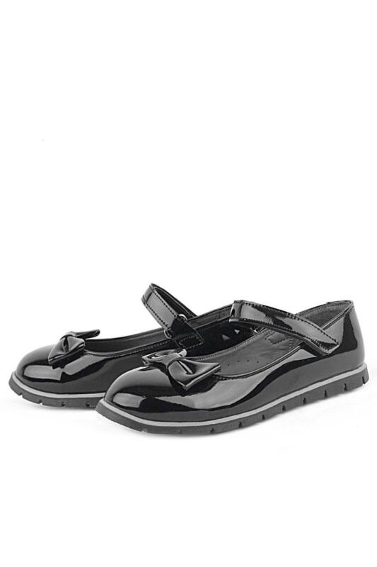 Rakerplus Black Patent Leather Girls' Ballet Flats with Bow and Velcro Closure - 3
