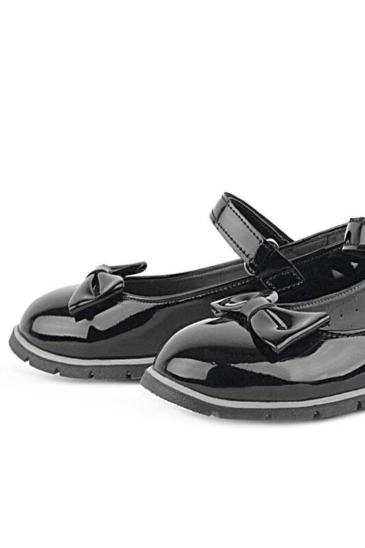 Rakerplus Black Patent Leather Girls' Ballet Flats with Bow and Velcro Closure - 4