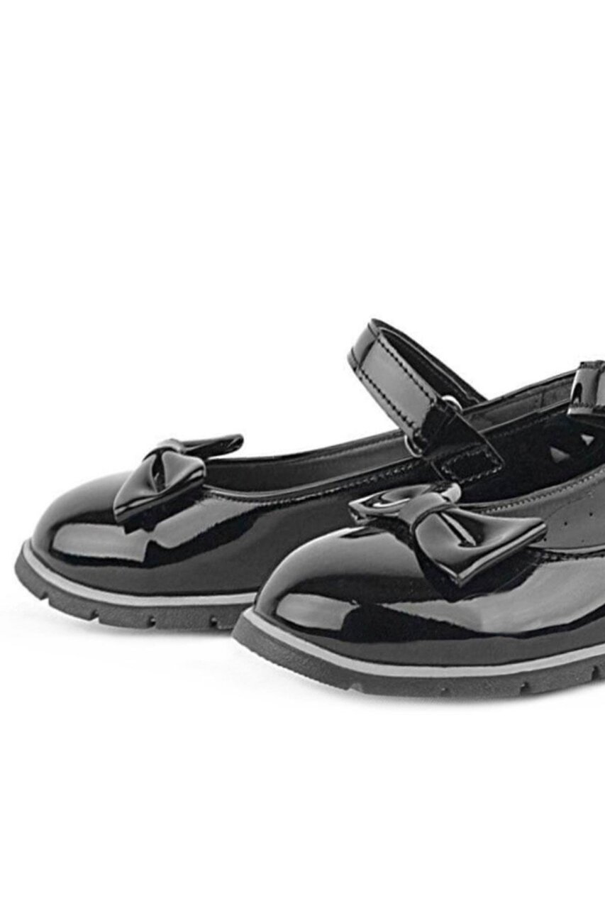 Rakerplus Black Patent Leather Girls' Ballet Flats with Bow and Velcro Closure - 4