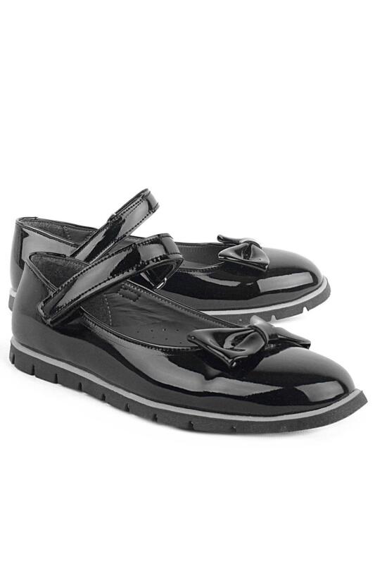 Rakerplus Black Patent Leather Girls' Ballet Flats with Bow and Velcro Closure - 5